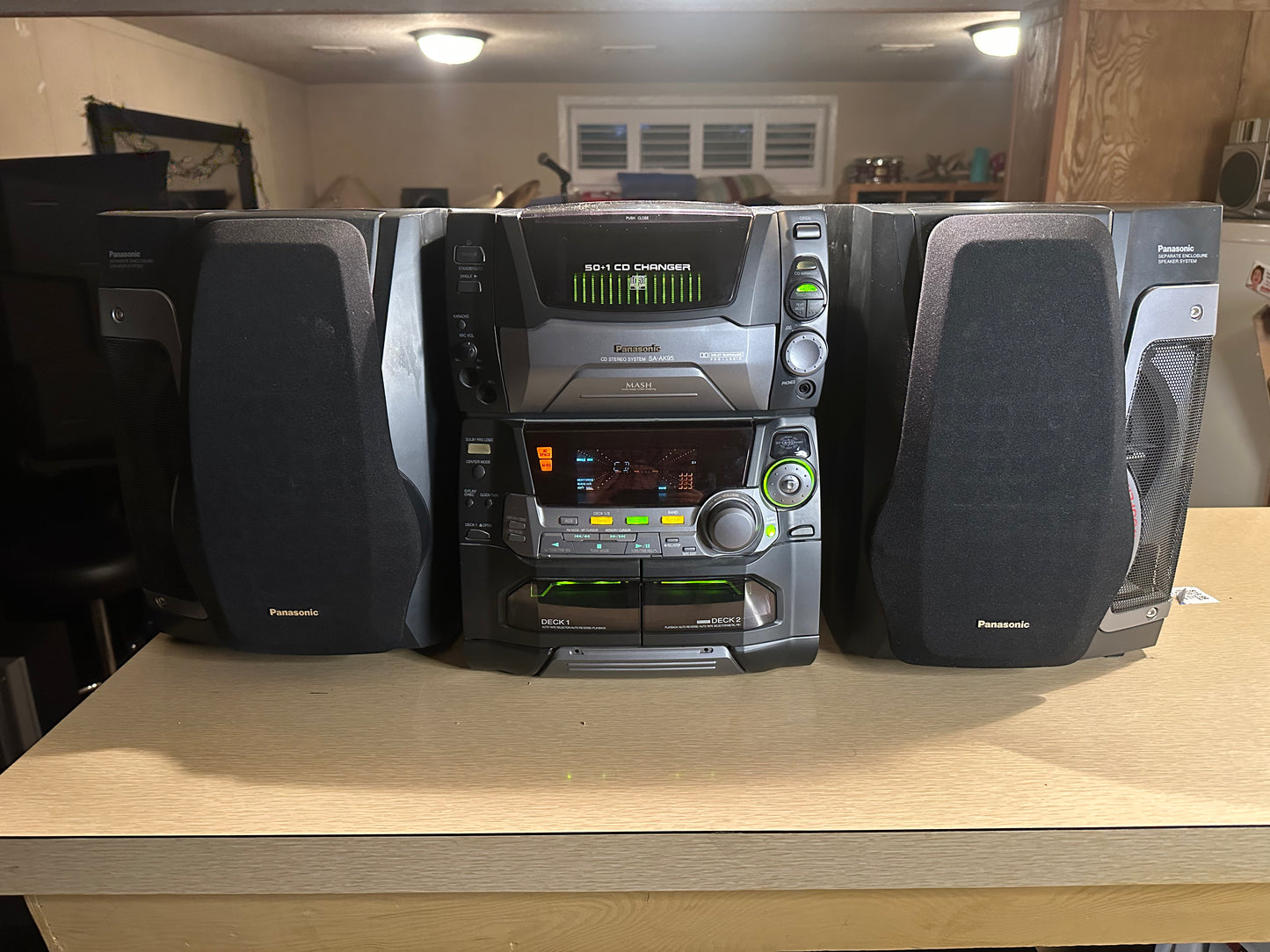 Panasonic Radio Stereo System Boombox SA-AK95 50+1 CD Changer dual Tape Tested🔥