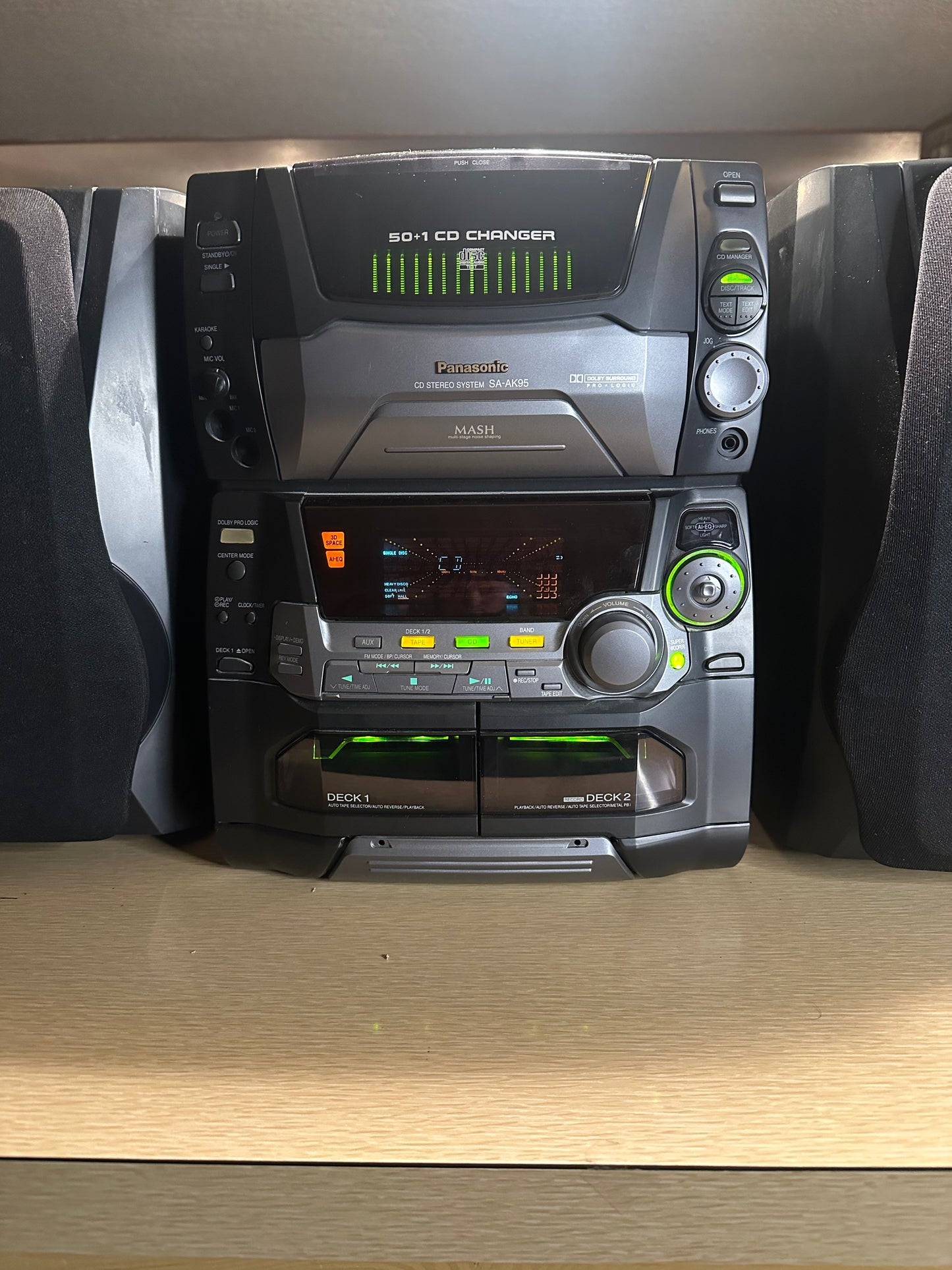 Panasonic Radio Stereo System Boombox SA-AK95 50+1 CD Changer dual Tape Tested🔥