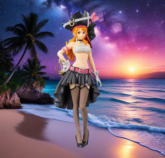 Vintage 20cm Anime One Piece Nami Black Clothes Action Figure New With Box