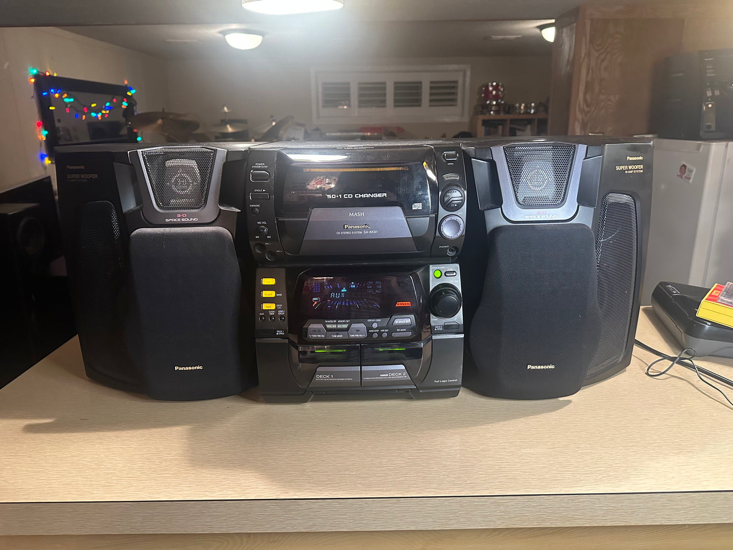 Panasonic Radio Stereo System Boombox SA-AK91 50+1 CD Changer dual Tape Tested🔥