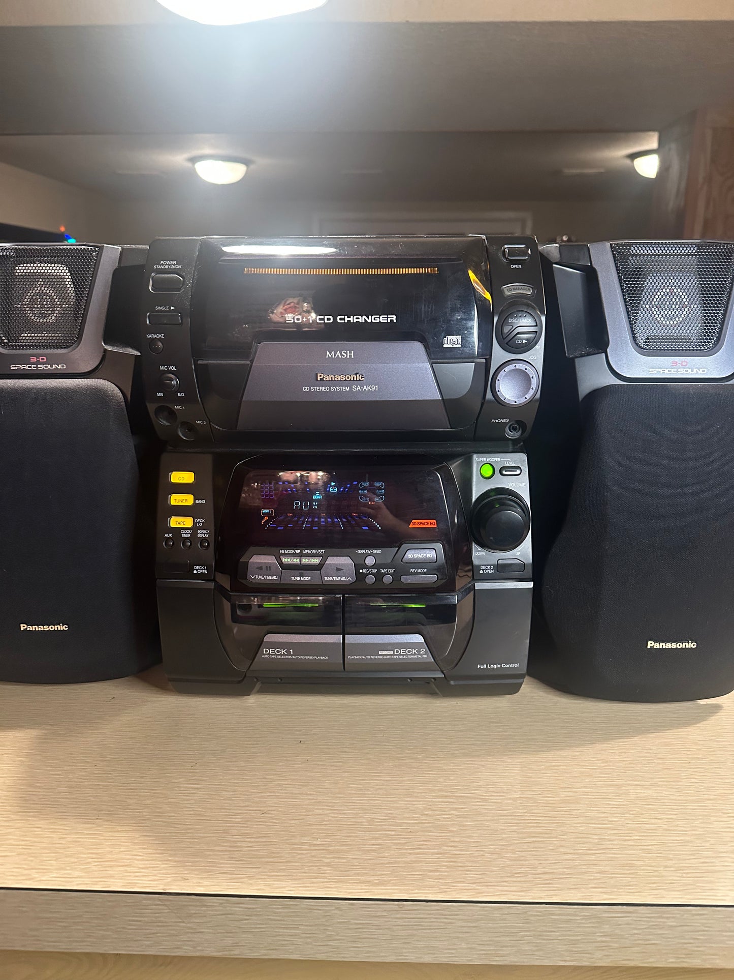 Panasonic Radio Stereo System Boombox SA-AK91 50+1 CD Changer dual Tape Tested🔥