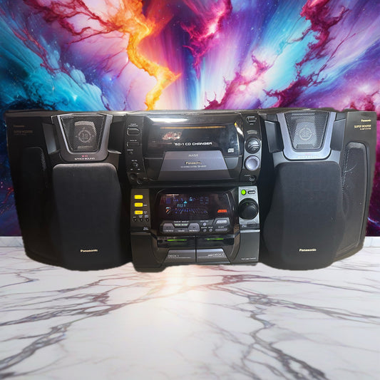 Panasonic Radio Stereo System Boombox SA-AK91 50+1 CD Changer dual Tape Tested🔥