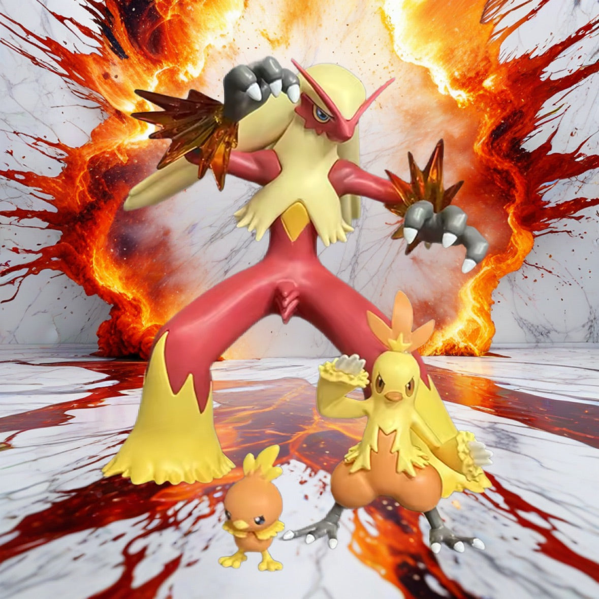 Pokemon Figure Blaziken Torchic Combusken Evolutionary Group Action Figures NEW