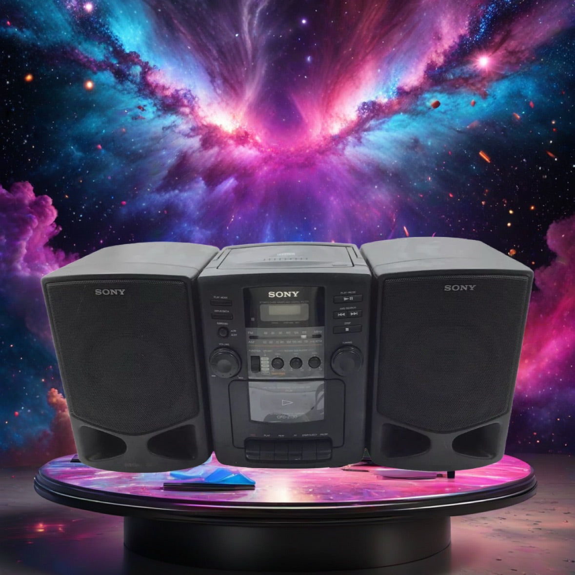 Sony CFD-Z130 CD Radio Cassette Player With Detachable Stereo Speakers Working