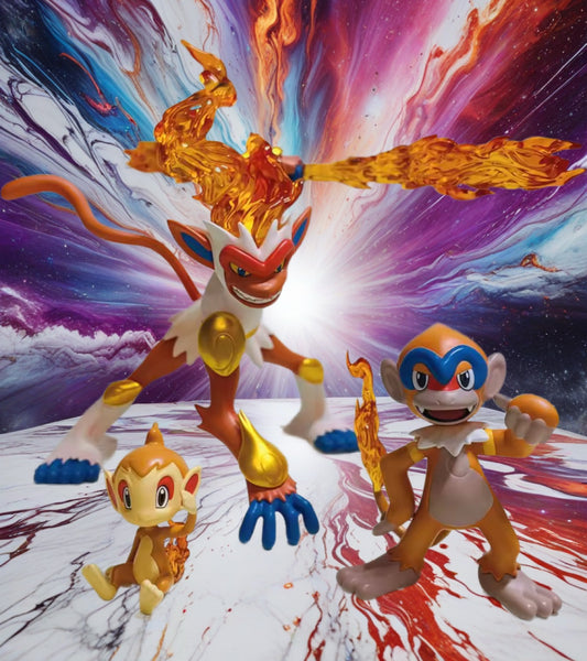 NEW! Chimchar Monferno Infernape Evolution Set Anime Figure Models Gift Idea
