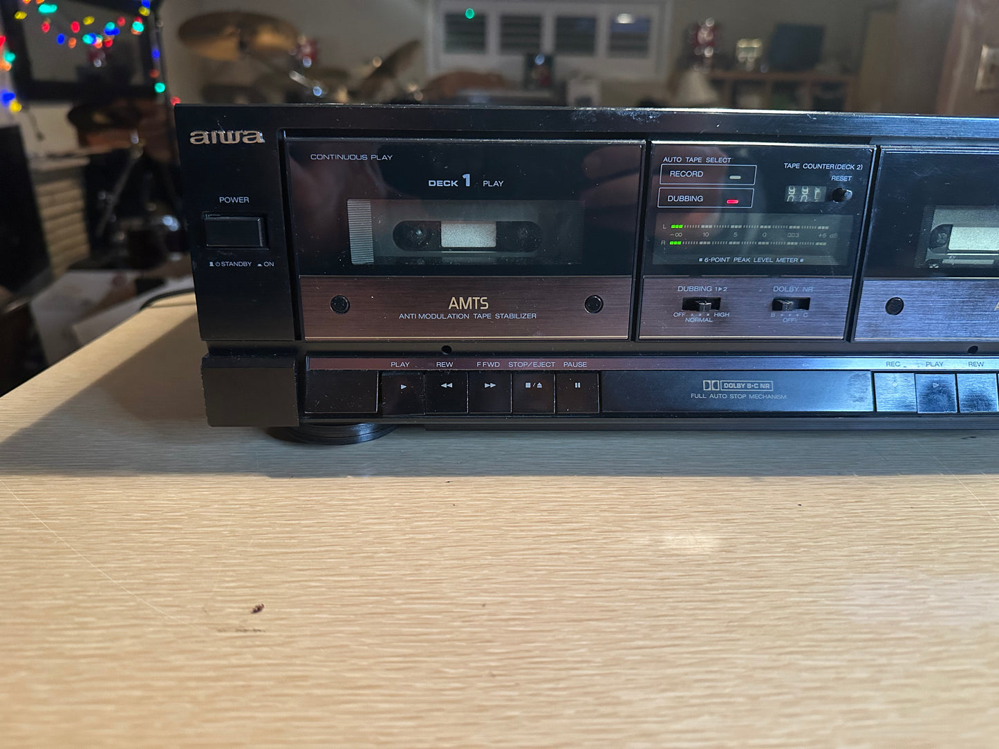 AIWA AD-WX515 Stereo Dual Cassette Deck AMTS Auto Reverse Tested Working