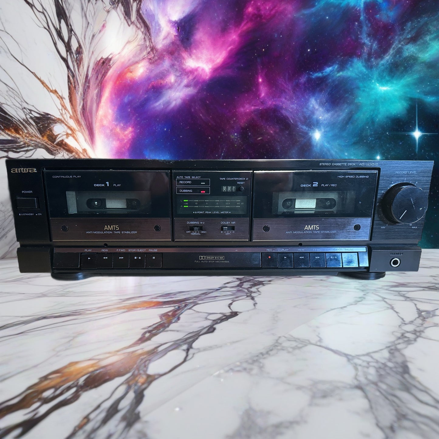 AIWA AD-WX515 Stereo Dual Cassette Deck AMTS Auto Reverse Tested Working