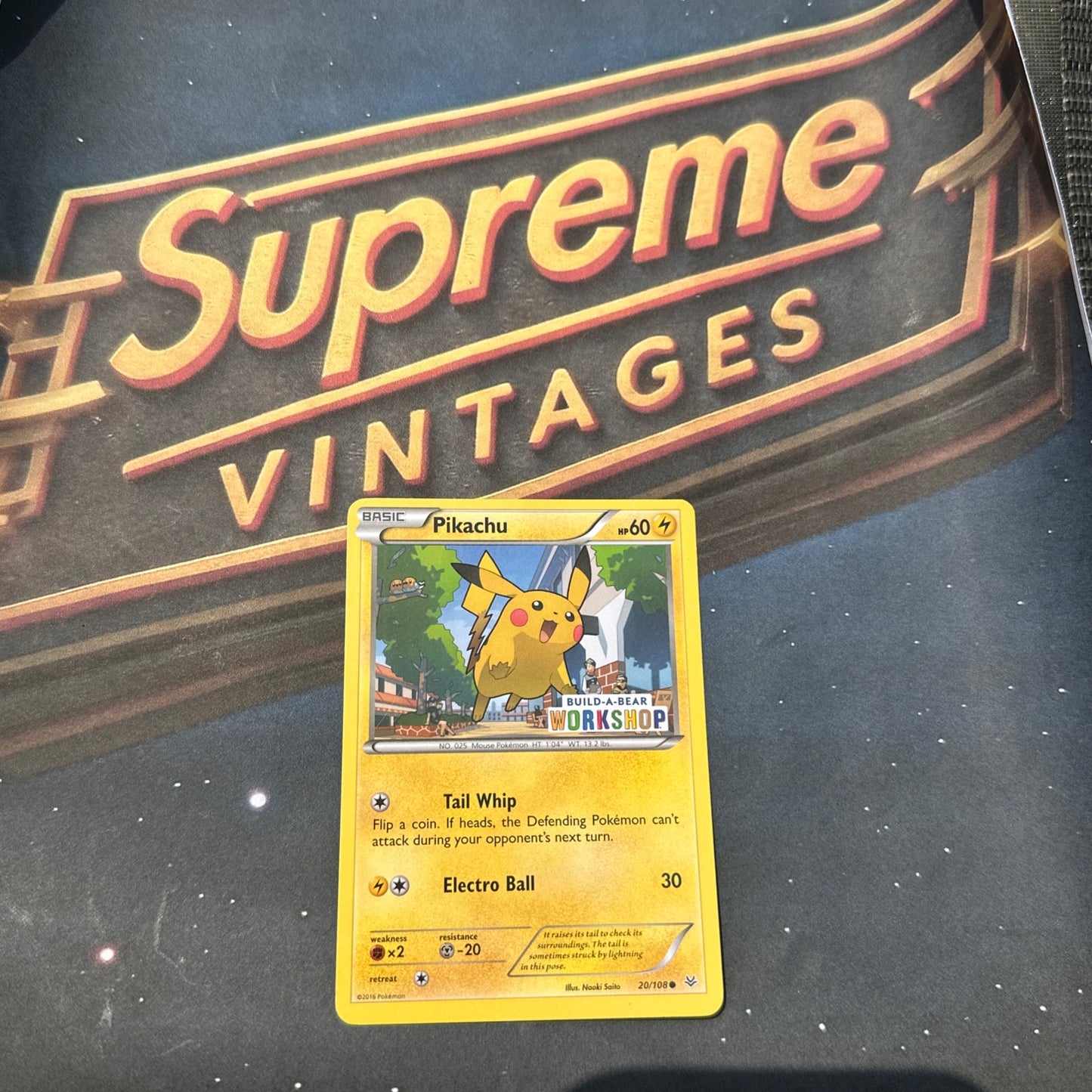 Pikachu 20/108  Rare Vintage Promo Pokemon Card Build A Bear Workshop Stamped