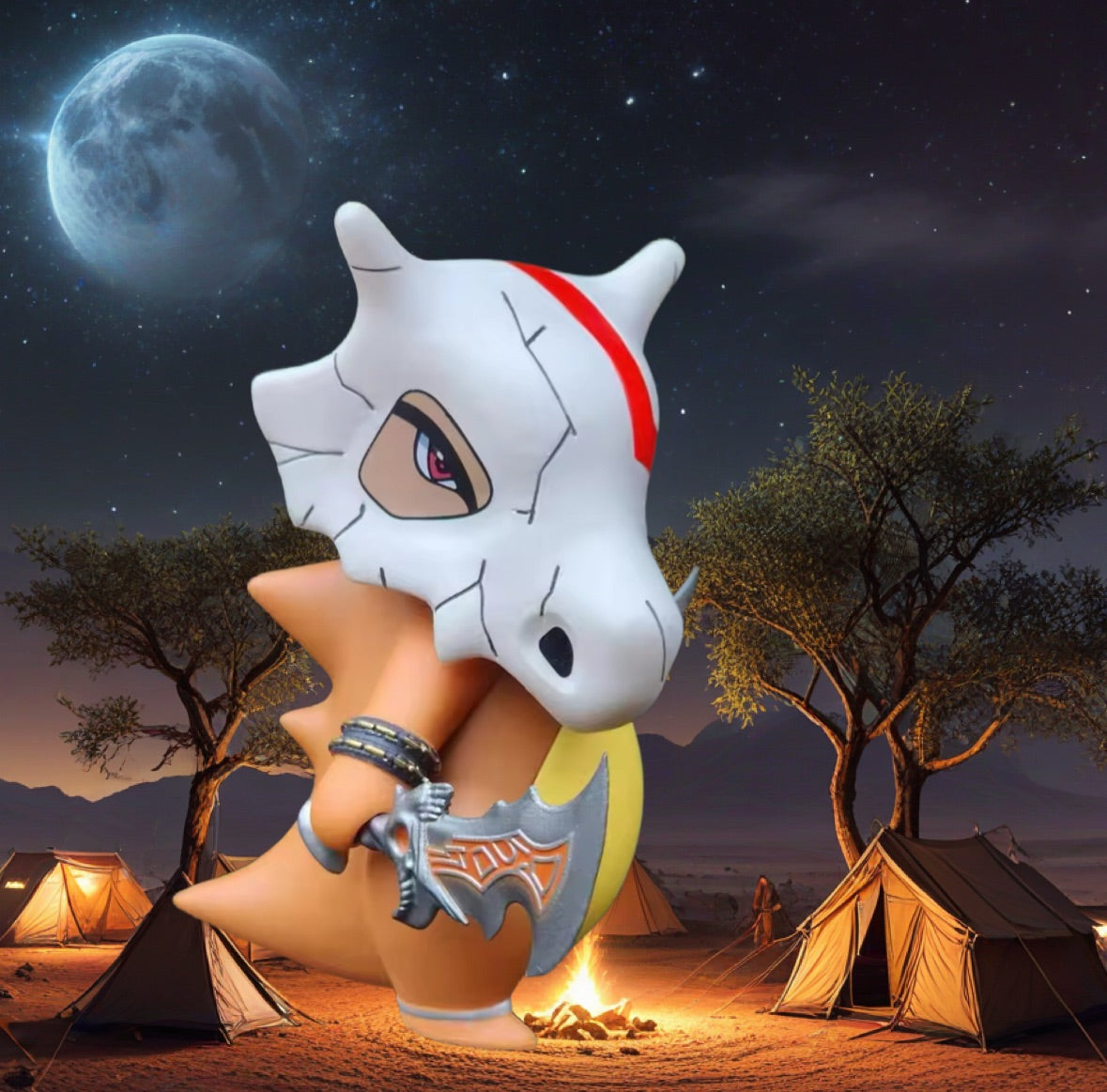 12cm Pokemon Cubone as God of War Kratos Figurine Toy Gift Idea