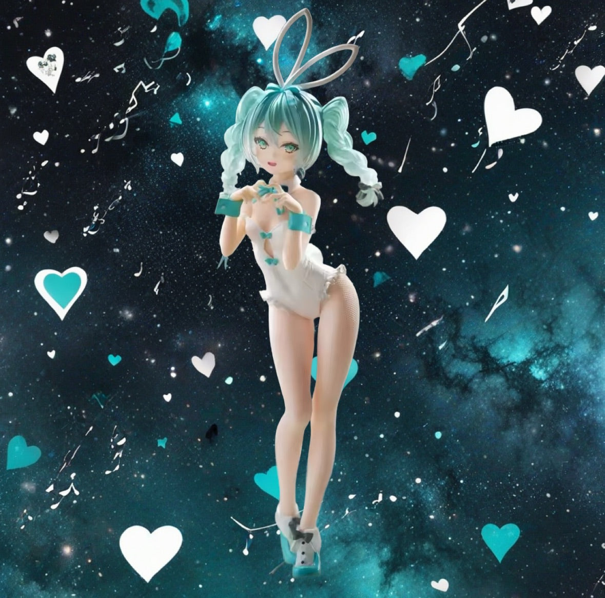 28cm Hatsune Miku Bunny Girl In Stockings Figure Model Statue White Variant New