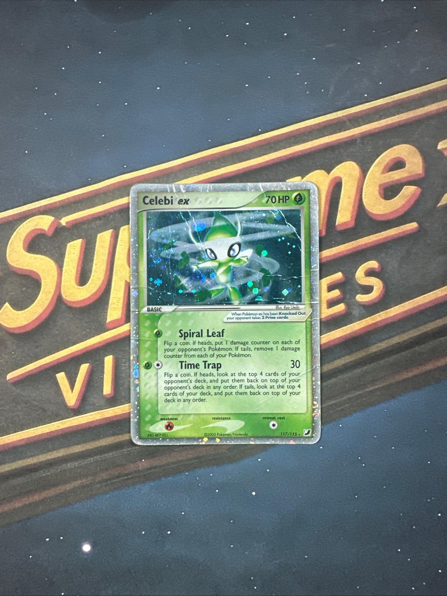 Pokemon TCG Celebi EX 117/115 Unseen Forces - Secret- Holo Double Swirl