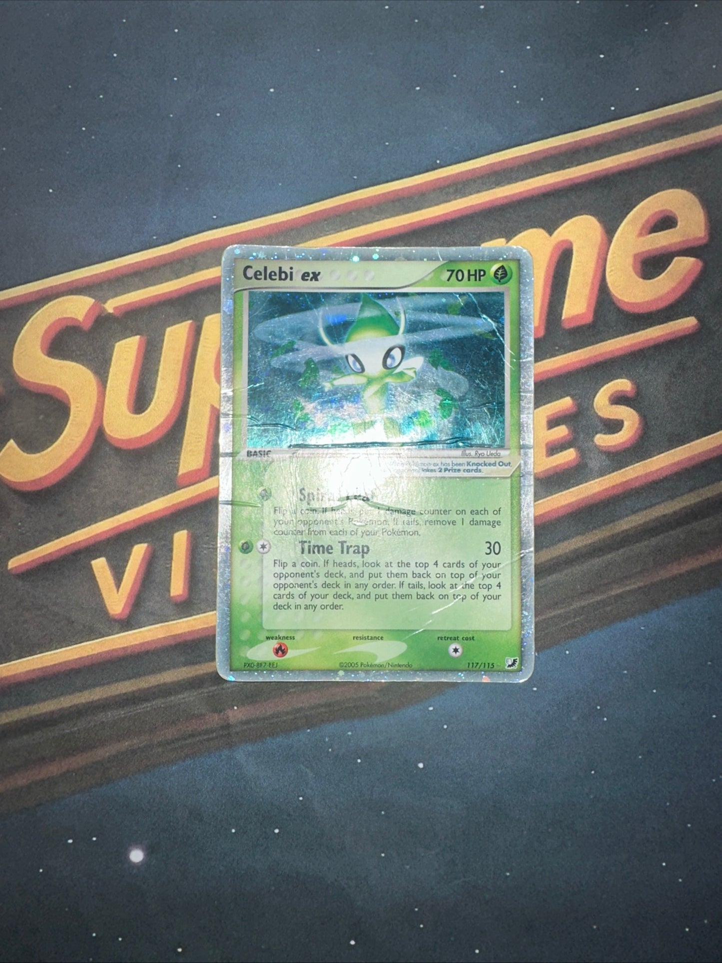 Pokemon TCG Celebi EX 117/115 Unseen Forces - Secret- Holo Double Swirl