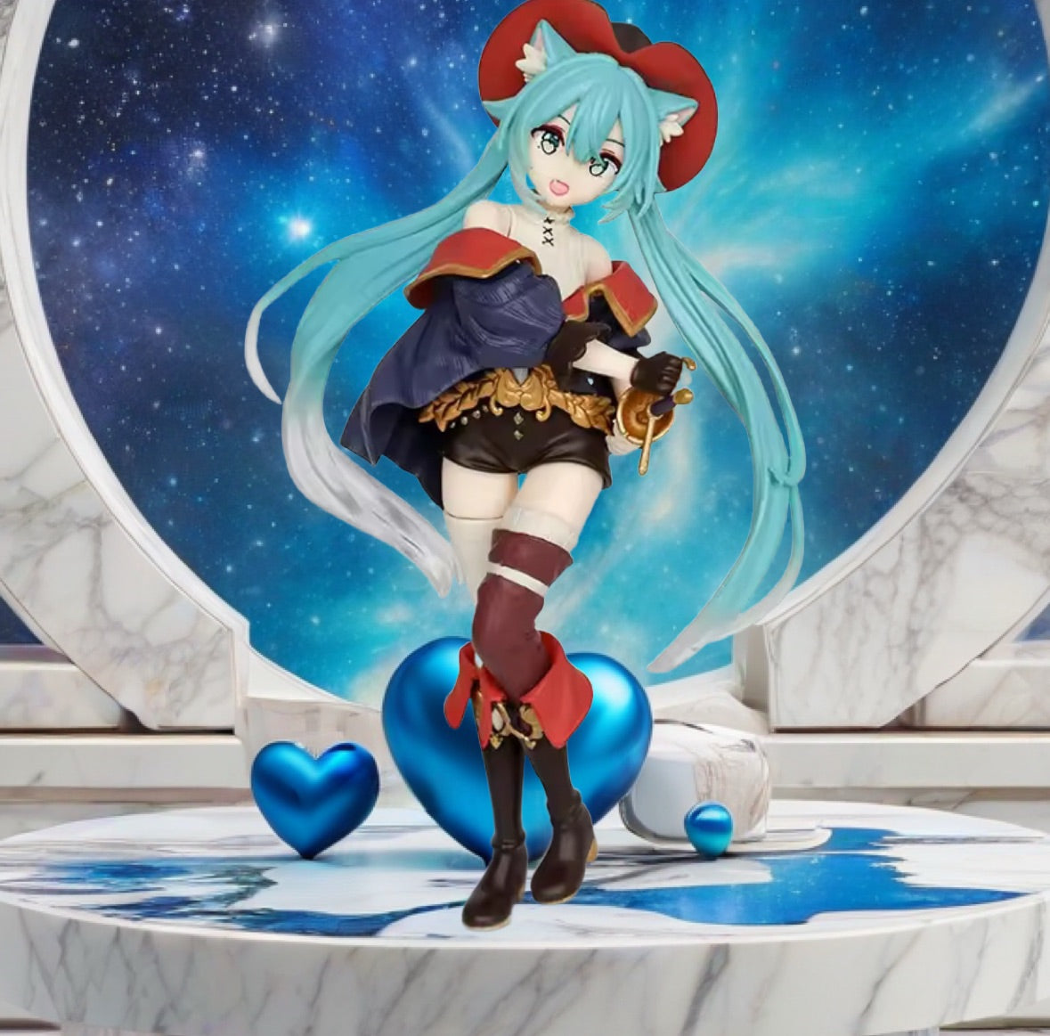 Hatsune Miku Anime Figure Fairy Tale Wonderland Puss In Boots Kawaii Brand New