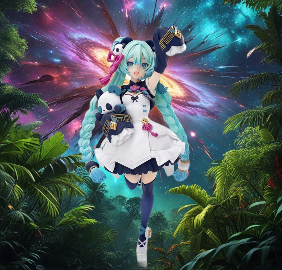 18CM Anime Hatsune Miku Figure National Style Fashion Panda Brand New