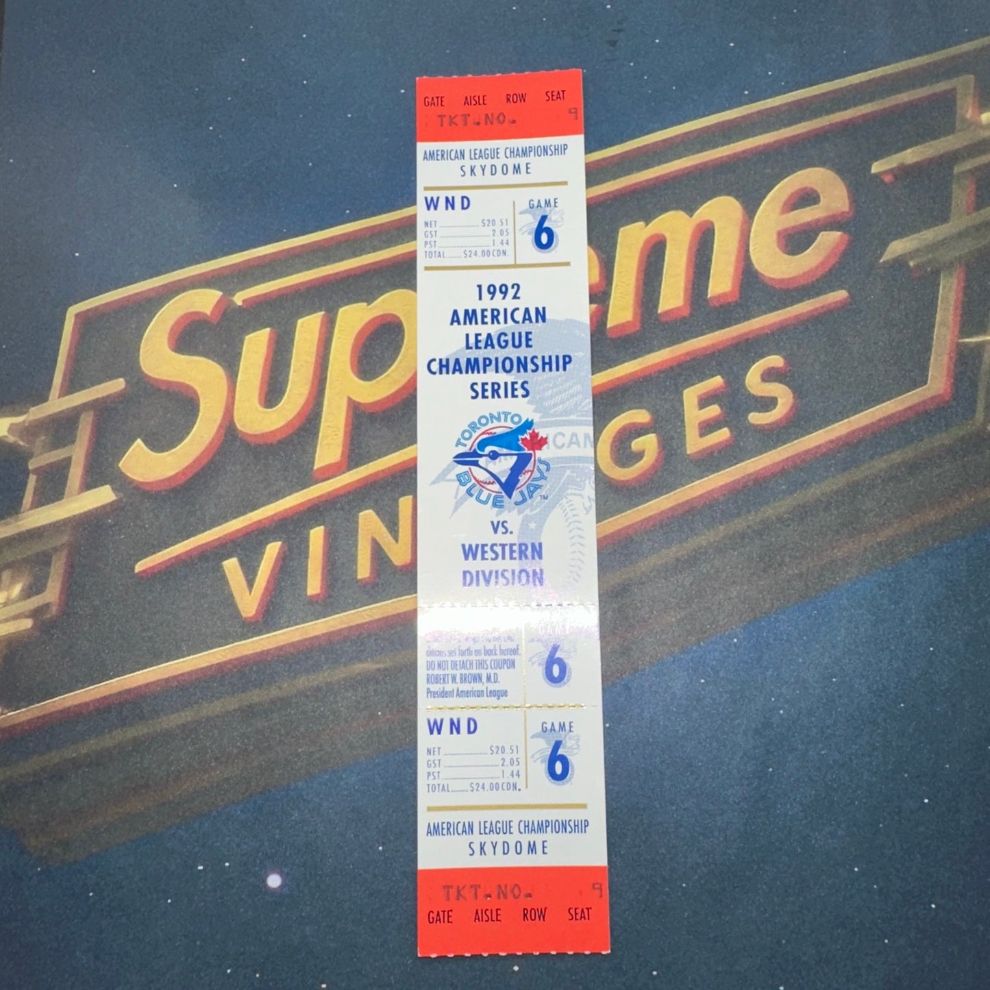 1992 American League Championship Full Ticket Toronto Blue Jays Game 6 MINT Gem