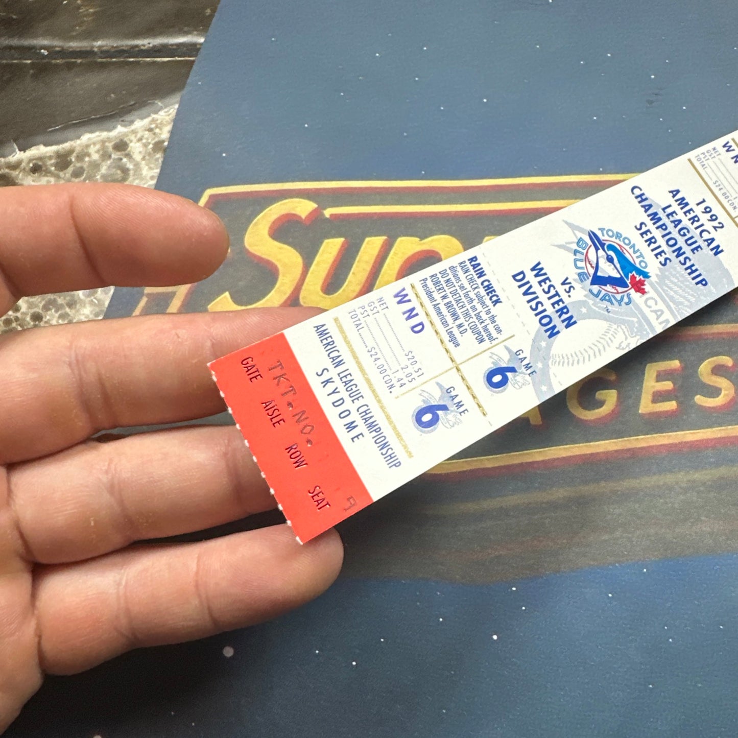 1992 American League Championship Full Ticket Toronto Blue Jays Game 6 MINT Gem