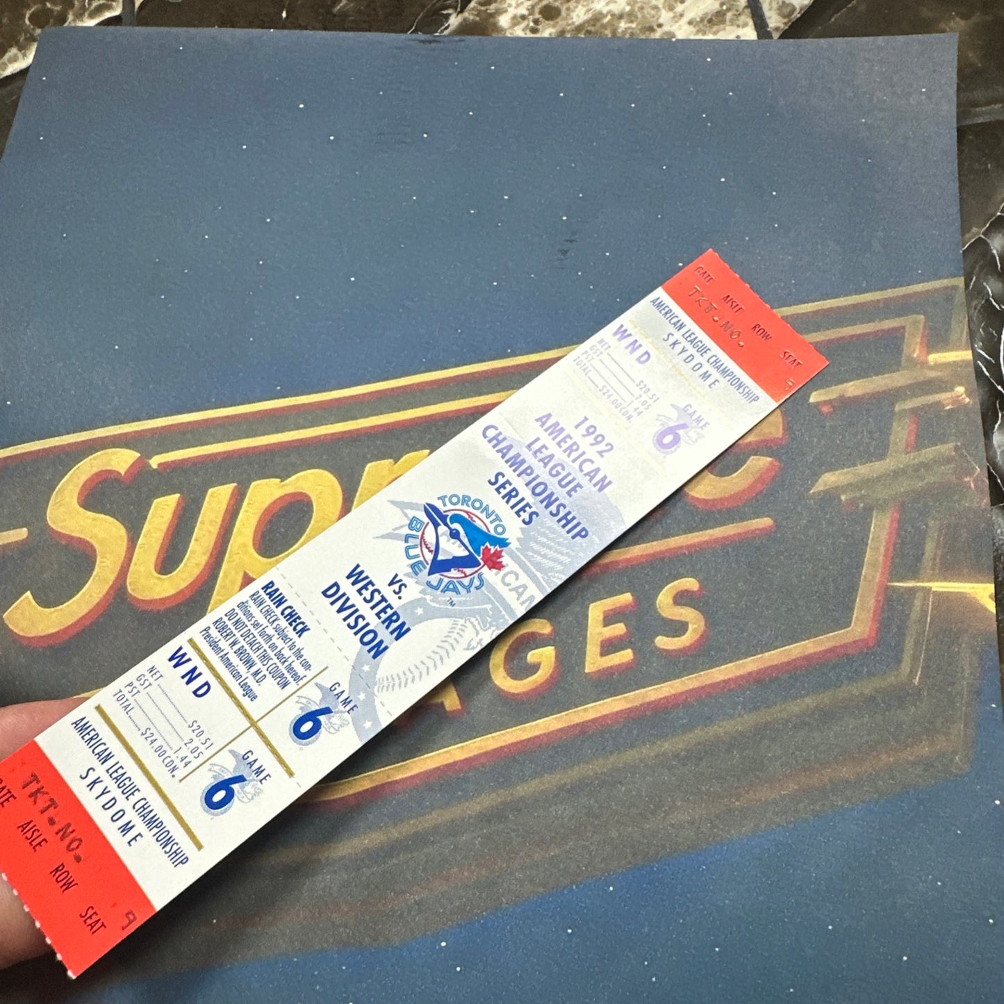 1992 American League Championship Full Ticket Toronto Blue Jays Game 6 MINT Gem