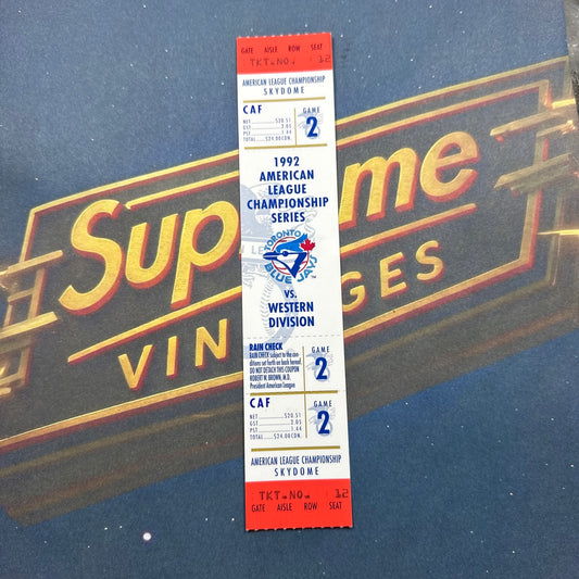 1992 American League Championship Full Ticket Toronto Blue Jays Game 2 MINT Gem