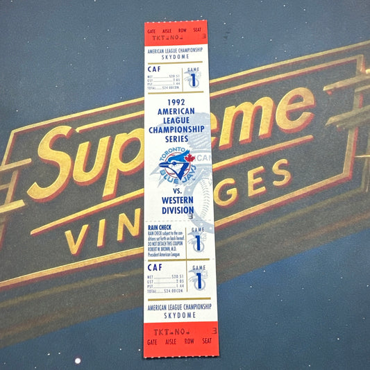 1992 American League Championship Full Ticket Toronto Blue Jays Game 1 MINT Gem