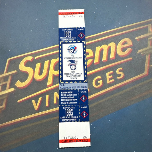 1993 American League Championship Full Ticket Toronto Blue Jays Game 5 MINT Gem