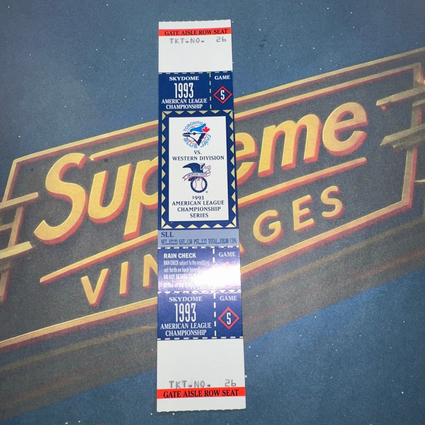 1993 American League Championship Full Ticket Toronto Blue Jays Game 5 MINT Gem