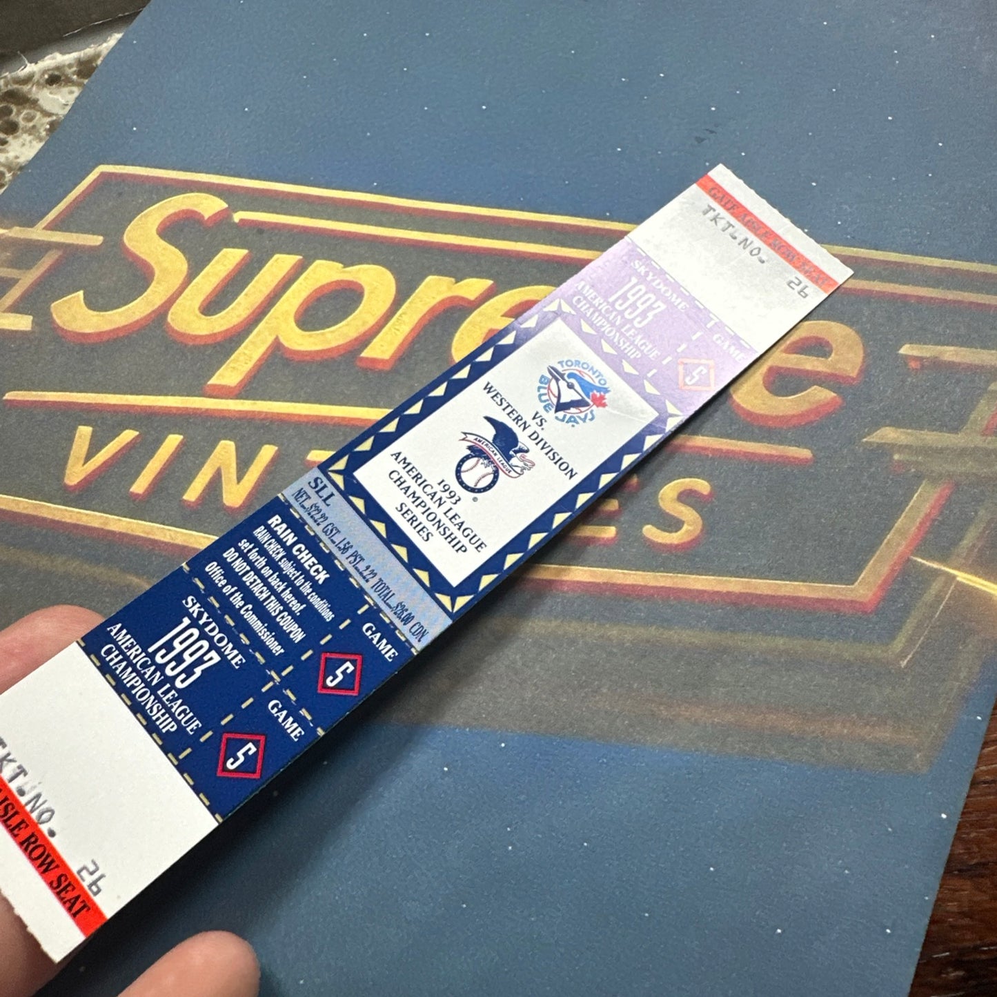 1993 American League Championship Full Ticket Toronto Blue Jays Game 5 MINT Gem