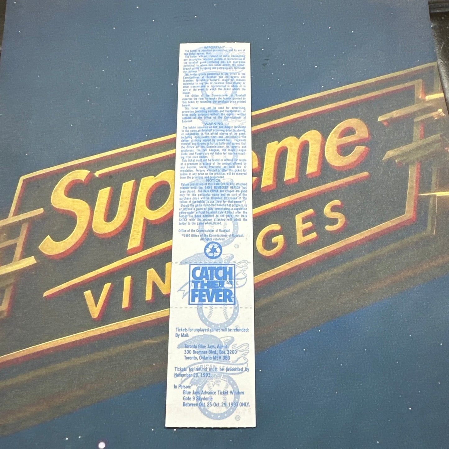1993 American League Championship Full Ticket Toronto Blue Jays Game 5 MINT Gem
