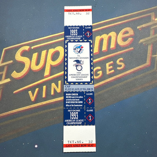 1993 American League Championship Full Ticket Toronto Blue Jays Game 3 MINT Gem