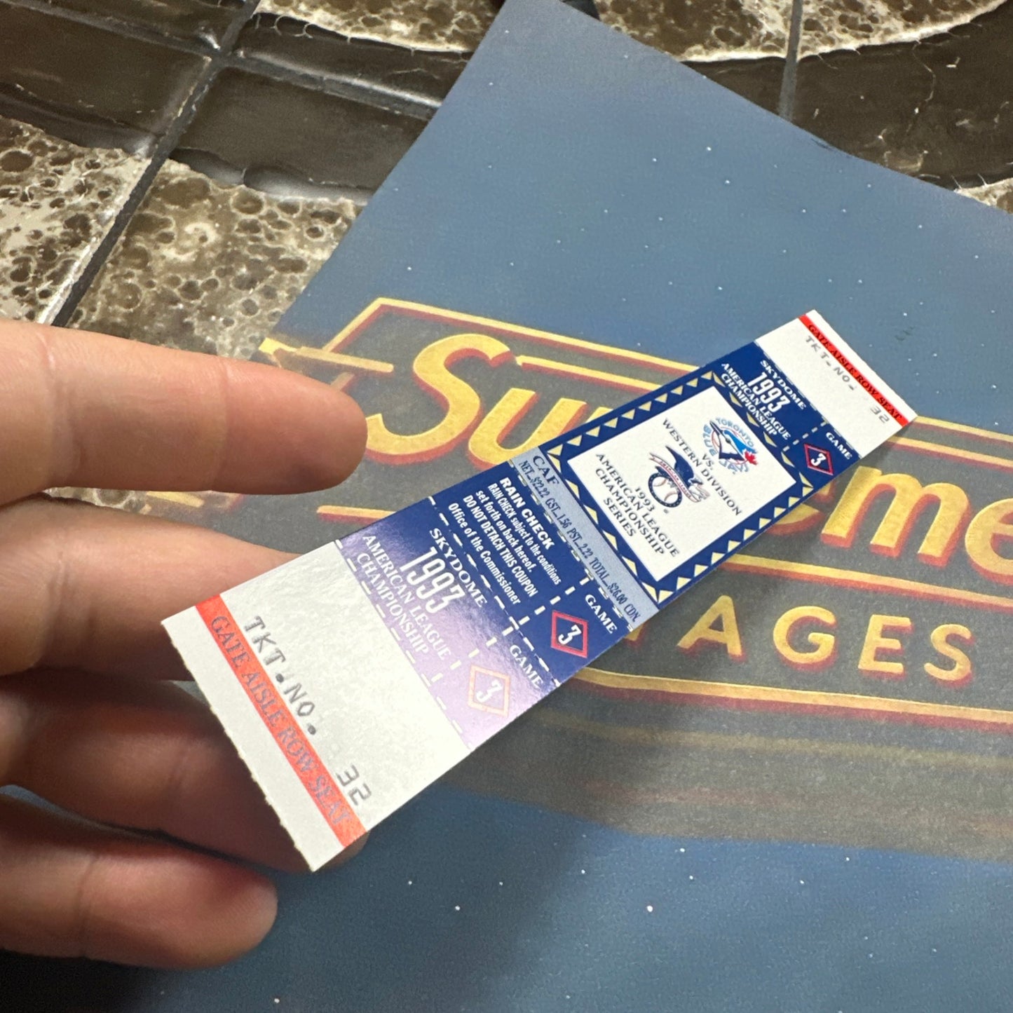 1993 American League Championship Full Ticket Toronto Blue Jays Game 3 MINT Gem