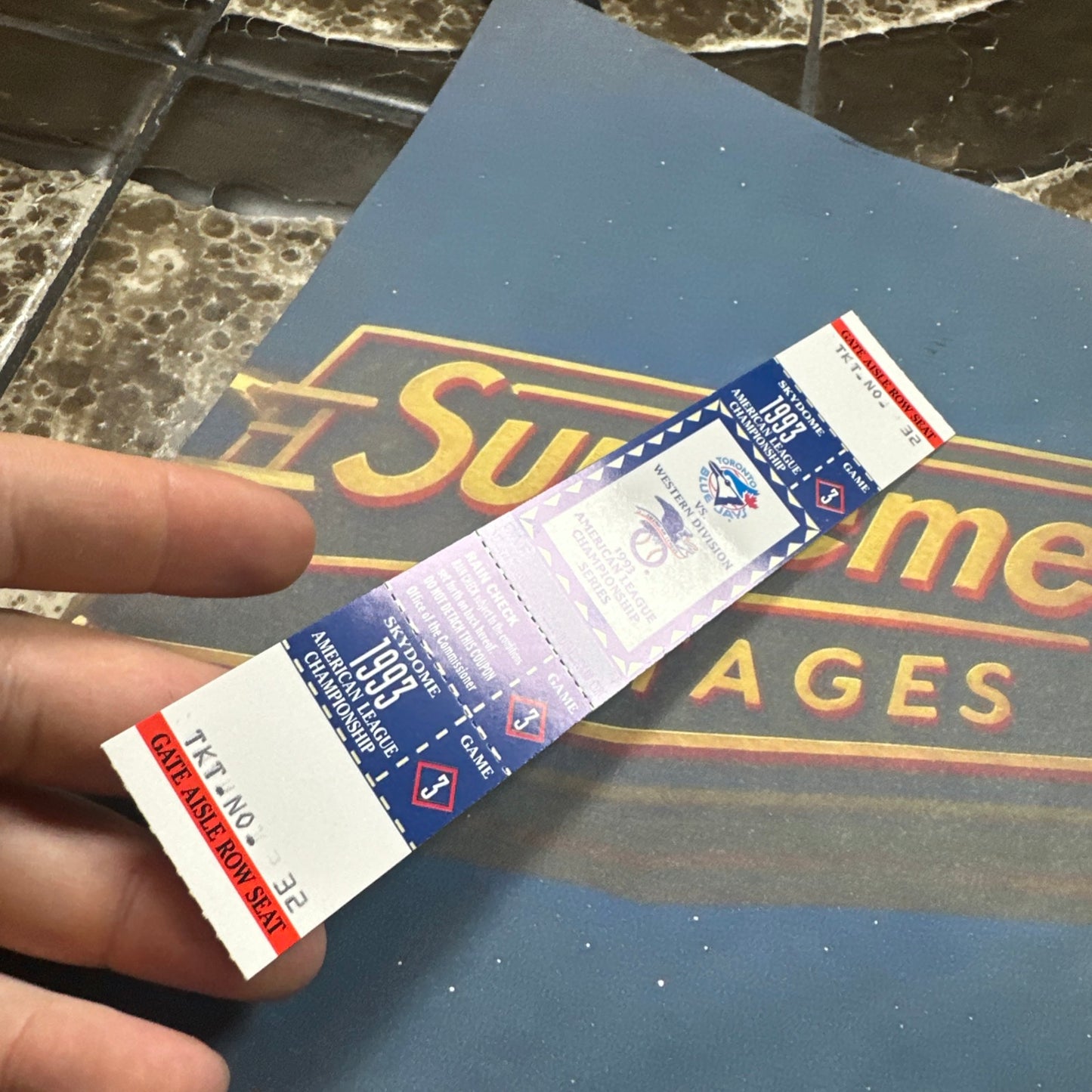 1993 American League Championship Full Ticket Toronto Blue Jays Game 3 MINT Gem