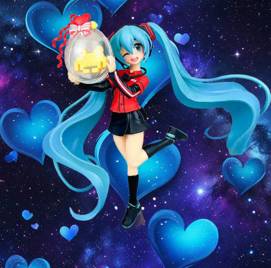 21CM Anime Hatsune Miku Figure Game Station Uniform 8 Bit Trophy New Rare