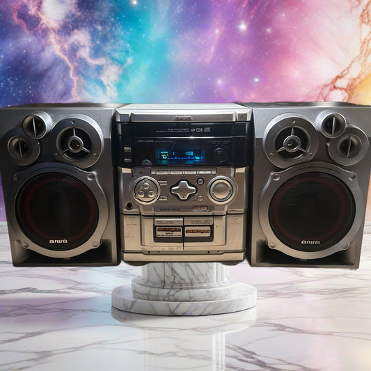 Aiwa NSX-AJ206 Digital audio system. CD, Video/AUX, Dual cassette, radio.