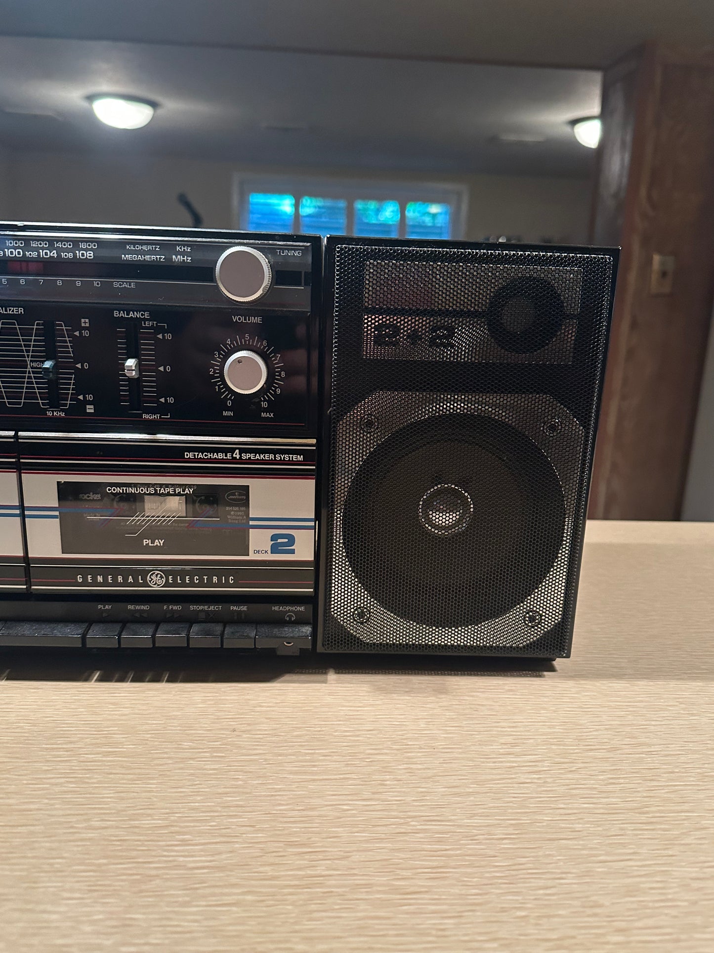 VTG RARE 1980s GE 3-5671A Dual Cassette Stereo Boombox AUX Detachable Speakers