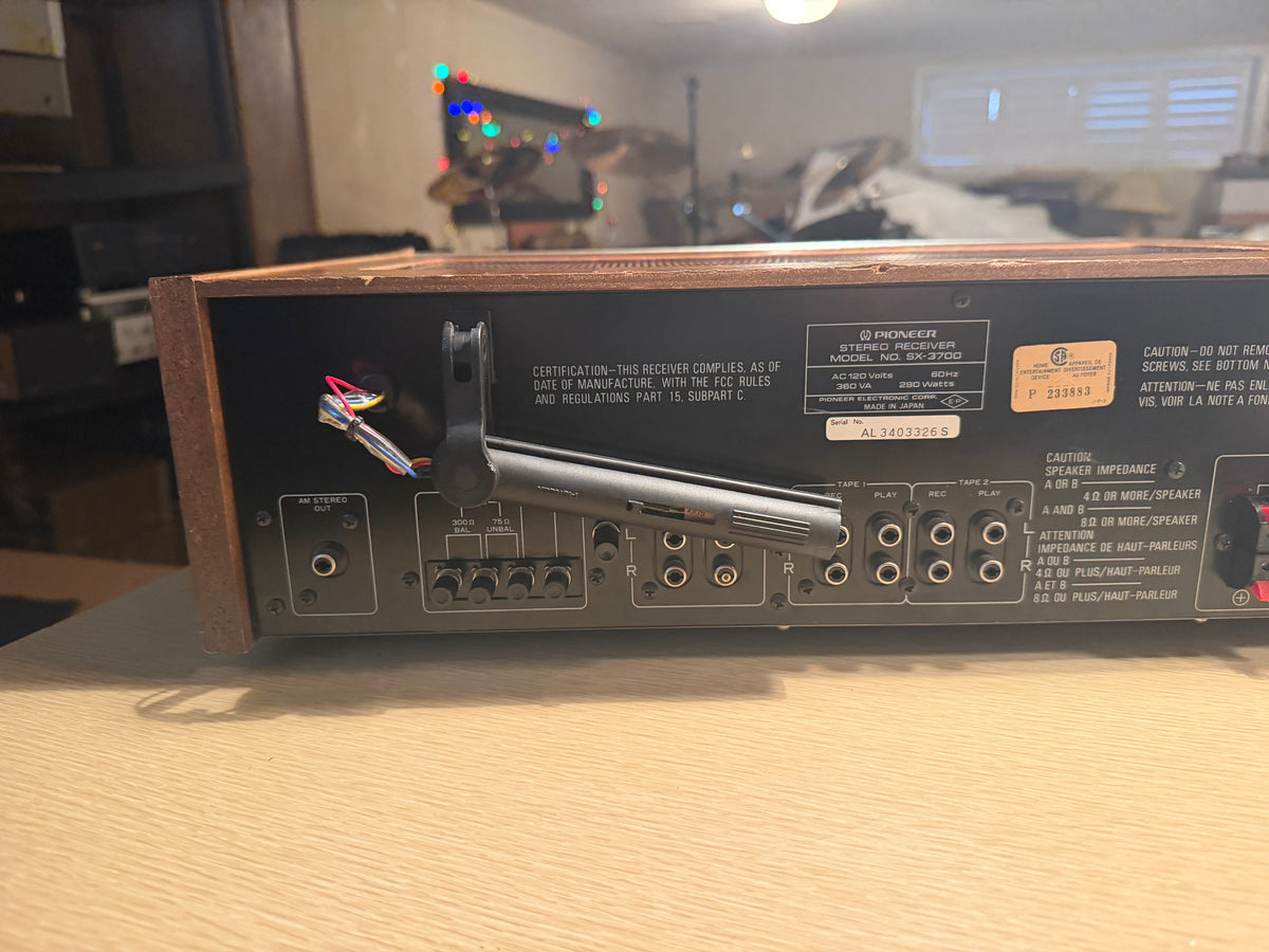 Vintage Pioneer SX-3700 AM/FM Stereo Receiver Missing Phono Button Scratchy Ch's