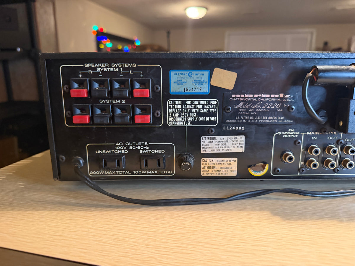 Marantz 2226 Vintage Am/Fm Stereo Receiver Fresh Pro Service Excellent Cnd🔥🎶
