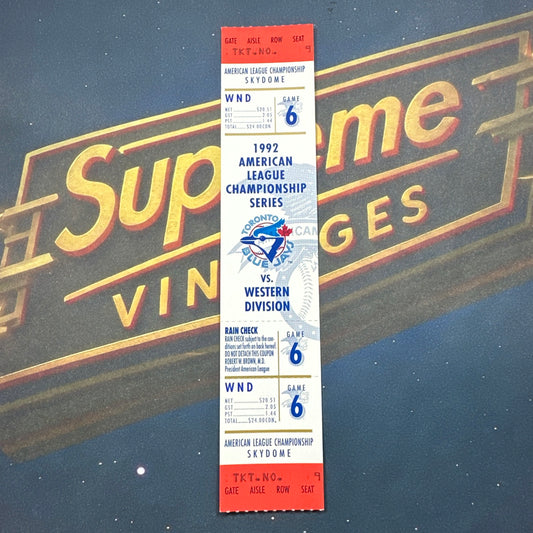1992 American League Championship Full Ticket Toronto Blue Jays Game 6 MINT Gem